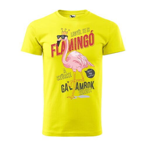 Póló Legyél te is flamingó mintával - Sárga