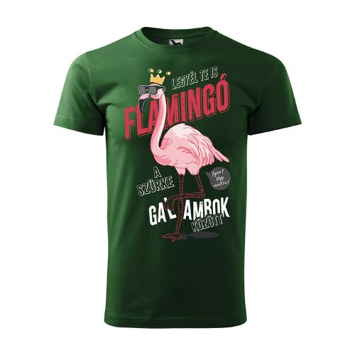 Póló Legyél te is flamingó mintával - Zöld