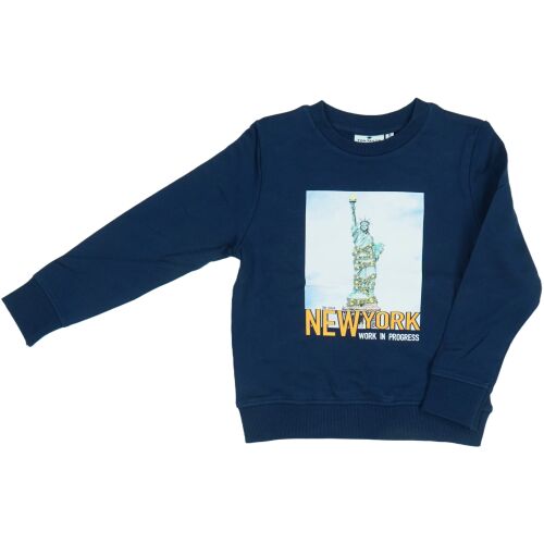 Tom Tailor fiú kék pulóver 'New York' mintával, 122-es méret, ferde nézet - Tom Tailor