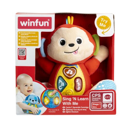 Winfun Énekel és Tanul Majom interaktív plüssjáték babáknak 3+ hónapos kortól - Interaktív plüss