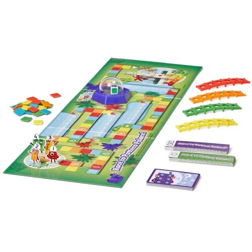 Hand2Mind Numberblocks Race to Pattern Palace társasjáték, teljes készlet táblával, dobókockával, mintakártyákkal és színes lapokkal 