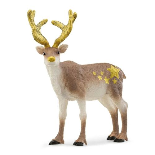 Schleich 72210 Karácsonyi Rénszarvas Figura, Barna Arany Agancsokkal 