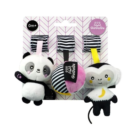 GaGaGu plüss játékok babakocsiba és kiságyba: panda, majom, labda - Babakocsi és kiságy játék