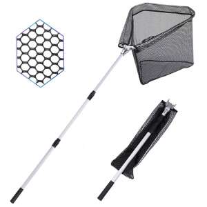 Teleszkópos horgász merítőháló, 2,5 méter hosszú, erős hálóval, ideális halak fogásához, könnyen használható és tárolható - Teleszkópos merítő