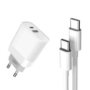 Cap încărcător de rețea, adaptor, port USB și Type-C + cablu de date Type-C, cablu de încărcare, 18W, XO L64 43139471 Încărcător de telefoane