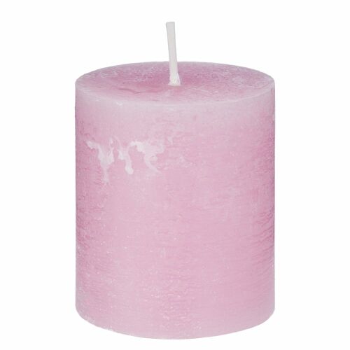 RUSTIC rózsaszín gyertya 8cm, paraffin viasz oszlopgyertya lakberendezéshez - Otthon és kert