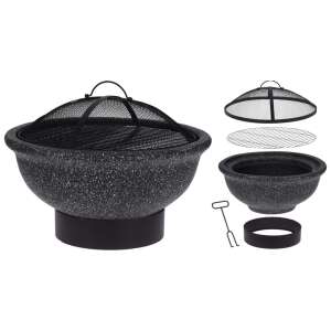 ProGarden fekete MGO tűztál grillráccsal