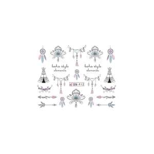 Matrica - BN-912 boho stílusú körömmatrica, álomfogó, sátor, nyíl, toll, mandala, körömmatricák - Körömmatrica