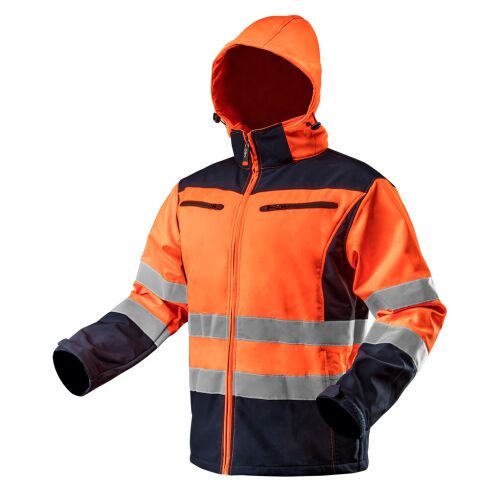 Neo jól láthatósági softshell munkáskabát, narancssárga és fekete - Láthatósági ruházat
