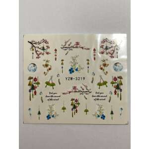 YZW-3219 körömmatricák, szélcsengőkkel, virágokkal és ágakkal - Körömmatrica