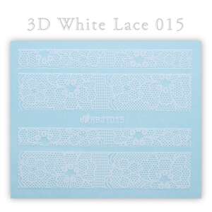 Matrica HBJY - 015 - fehér 3D köröm díszítő matricák, csipke minta - Körömmatrica