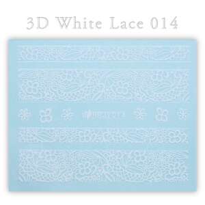 HBJY 014 Fehér Csipke Köröm Matricák, 3D Köröm Díszítő Matricák, Öntapadó Köröm Dekorációk - Körömmatrica