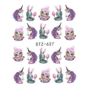 Körömmatricák unikornis, bagoly és nyuszi mintákkal - Körömmatrica