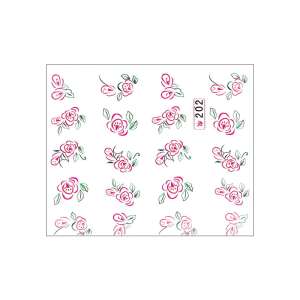 Matrica - Virág - 202 körömmatricák, virágmintás, vízzel áztatható, köröm díszítés - Körömmatrica