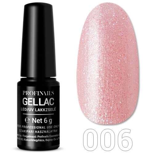 Profinails Gellac LED/UV lakkzselé 006-os szám, 6g, csillogó rózsaszín - Profinails
