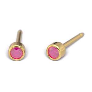 BabyBox rózsaszín kővel díszített fülbevaló, arany színben, 2mm - Piercing