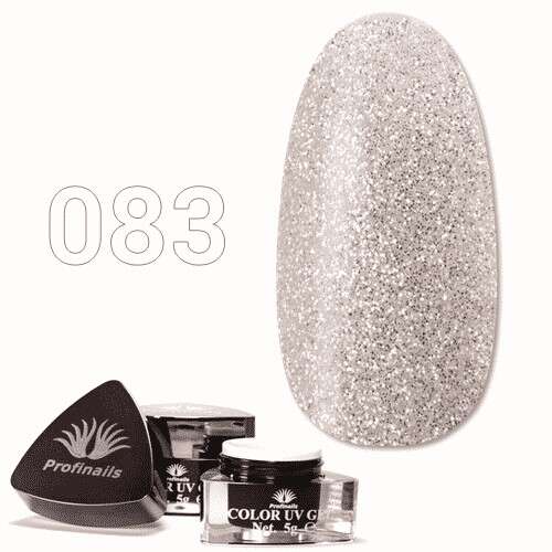 Profinails Színes UV Zselé No. 083, ezüst csillámos körömzselé, 5g - Profinails