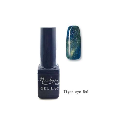 Moonbasa Nails Tiger Eye gél lakk, 5ml, zöld és arany csillogással - Nono