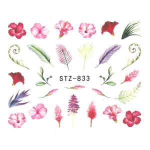 STZ-833 Akrilhatású körömmatricák virágmintával - Körömmatrica