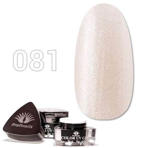 Profinails Színes UV Zselé No. 081, fehér csillámos körömzselé - Színes műköröm zselé