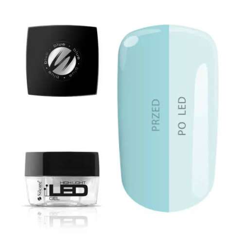 Silcare High Light LED Gel Blue 15g, kék építő zselé, LED és UV lámpa kompatibilis, gyors kötés, közepesen sűrű, épített és tipes technikához - Műköröm építő zselé