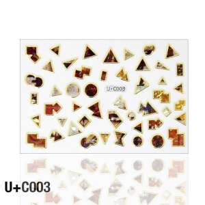 Holo matrica U+C003 körömmatricák, geometriai formák, arany és ezüst, köröm matricák - Körömmatrica