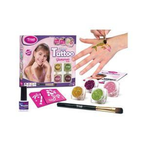 TyToo Glamorous Csillámtetoválás szett lányoknak sablonokkal, csillámporral, ecsettel és ragasztóval - Glamorous
