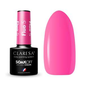 Claresa Fluo 5 Gel Polish, leuchtend pink Neonfarbe, Soak-Off UV LED, einfaches Lackiersystem, Designed in France - Gel-Lack