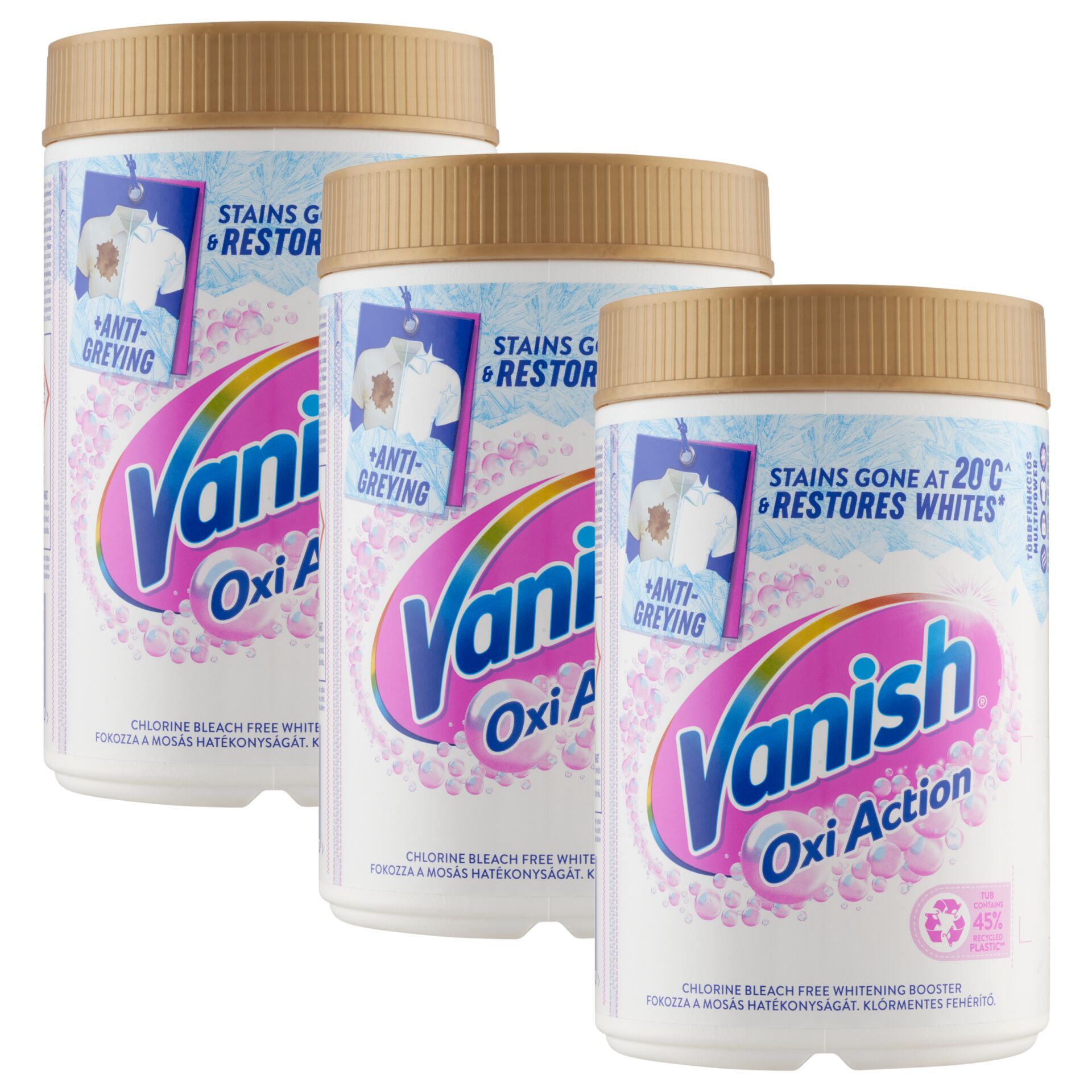 E-shop Vanish Oxi Action Folth čistiaci a bieliaci prášok 3x625g