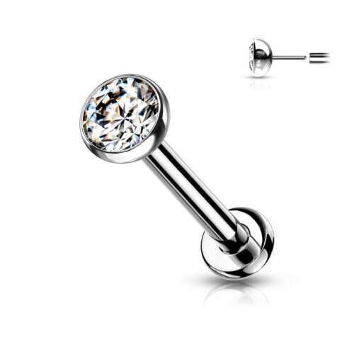 Titán Labret Piercing - 3mm Cirkónia - 8mm Szár