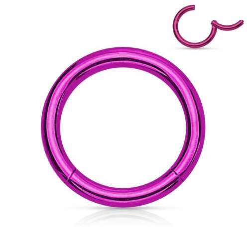 Lila színű csuklós karika septum, szemöldök, mellbimbó vagy intim piercinghez - Karika piercing