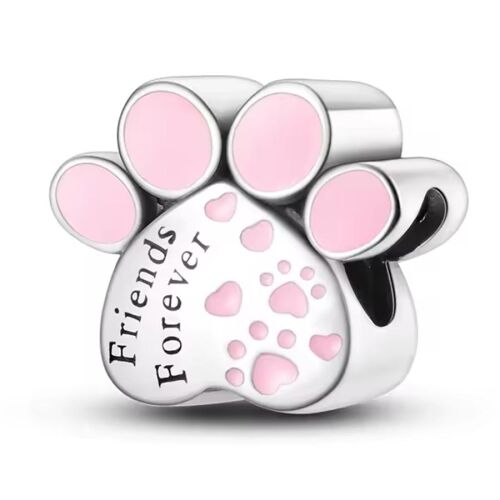 Pandora stílusú ezüst charm - Friends forever, tappancs mintával 