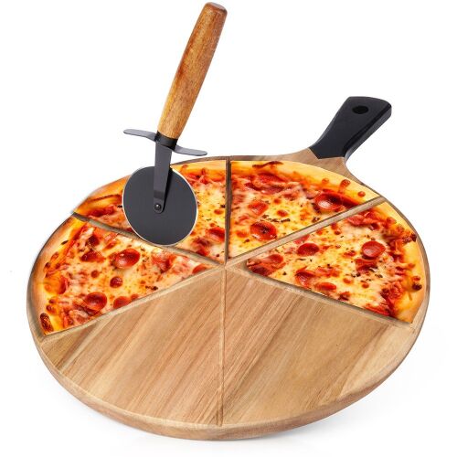 Kerek, fa pizzalap késsel 30 cm 2 db. 147819359 - Otthon és kert