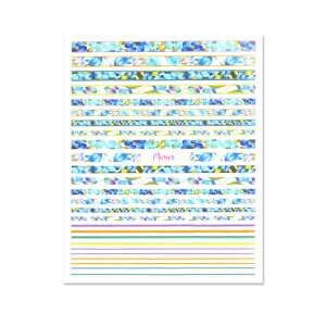 Moyra öntapadós körömmatricák No. 08, kék virágos csíkok - Körömmatrica