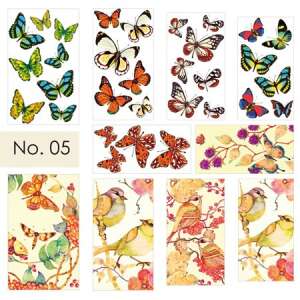 Körömmatricák pillangó és madár mintákkal, No. 05 - Körömmatrica