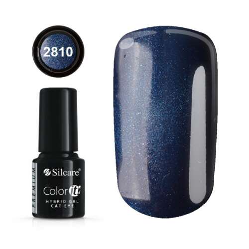 Silcare Color It Premium Cat Eye hibrid gél lakk, 2810, sötétkék mágneses hatással - Cat