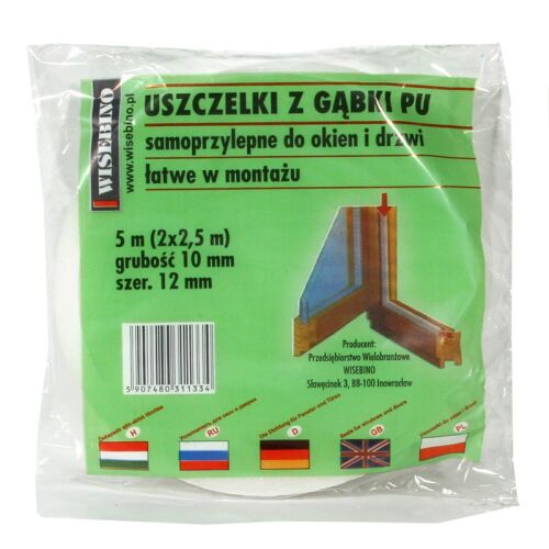 SZIVACS TÖMÍTÉS 10x10mm 5M - USZ PU3 tömítőszalag ablakokhoz és ajtókhoz, öntapadó poliuretán hab - Tömítőszalag