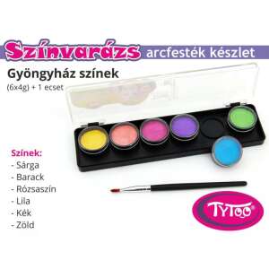 TyToo Színvarázs arcfesték készlet 6 gyöngyház színnel, 6x4g, ecsettel - Arcfesték