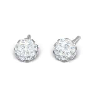 Pár Fireball fehér kristály fülbevaló, nikkelmentes orvosi fém, System 75 rendszerrel belőhető - Nono