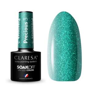 Claresa Precious 03 Soak-Off UV/LED Gel Polish, Türkisgrüner Glitzer Nagellack - Claresa