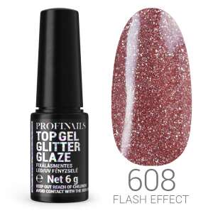 Profinails Top Gel Glitter Glaze No. 608 Flash Effect LED/UV körmökhöz való zselé, 6g - Műköröm alapozó & fedő zselé