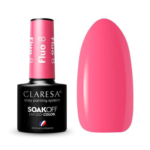 Claresa Fluo 08 Soak-Off UV/LED Gel Polish, einfaches Lackiersystem, rosa Farbe