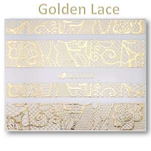 HBJY - 020 Arany Csipke Körömmatricák, arany csipke mintás köröm matricák - Körömmatrica