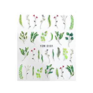 YZW-3101 Körömmatricák, Zöld Levelek és Virágok, Vízáteresztő Matricák Körömre - Körömmatrica