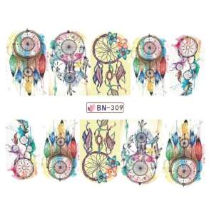 Matrica - Álomfogó BN-309 körömmatricák, álomfogó mintával, vízbe áztatható köröm díszítéshez - Körömmatrica