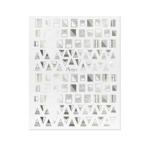 Moyra öntapadós körömmatricák No. 03 ezüst, geometriai formák, köröm díszítés - Körömmatrica