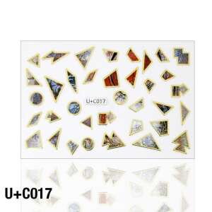 Holo matrica U+C017 körömmatricák geometriai formákkal és arany díszítéssel - Körömmatrica