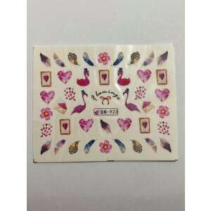 Körömmatricák flamingóval, szívekkel, tollal és virágokkal - Körömmatrica