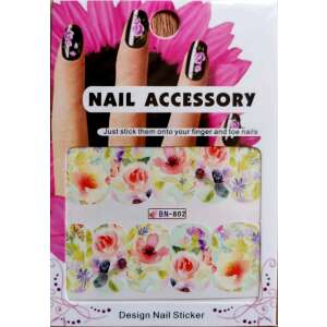 Vízálló körömmatricák virágmintával, BN-802 - Körömmatrica