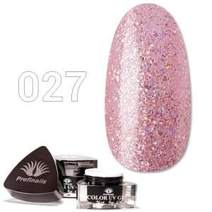 Profinails Színes UV Zselé No. 027, rózsaszín csillámos zselé - Profinails
